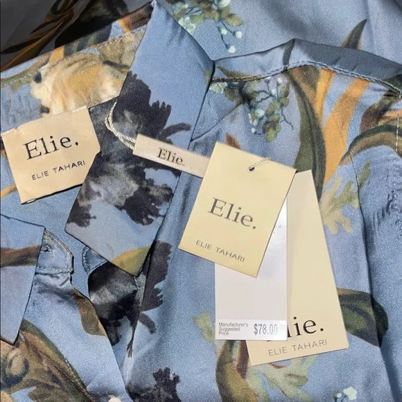 Elie Tahari Blue Floral Blouse - Picture 3 of 3